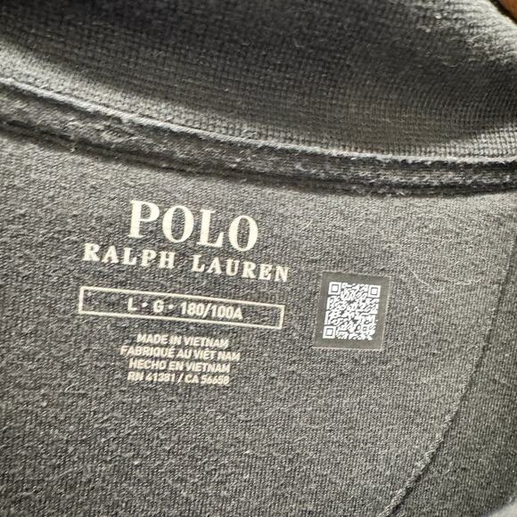 Polo Ralph Lauren Sweatshirt Mens Large Black Pullover 1/4 Snap Mock Neck - Picture 2 of 9